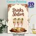 Drinks Station Painting Poster, Vintage Bohemian Style Poster, Elegant Pink Cocktail With Mint & Lime Design, Creates Cozy Beverage Area Atmosphere_maomaolike.com