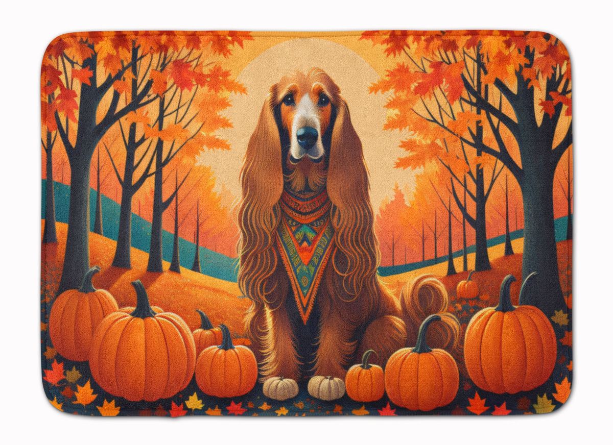 Afghan Hound Fall Memory Foam Kitchen Mat Machine Washable Anti-Fatigue Mat Cushion Comfort Bath Mat Or Kitchen Rug_maomaolike.com