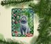 British Shorthair Cat By The Christmas Tree Porcelain Ornament Christmas Tree Hanging Decorations For Home Christmas Holiday, Rectangle, Gift, Multicolor_maomaolike.com