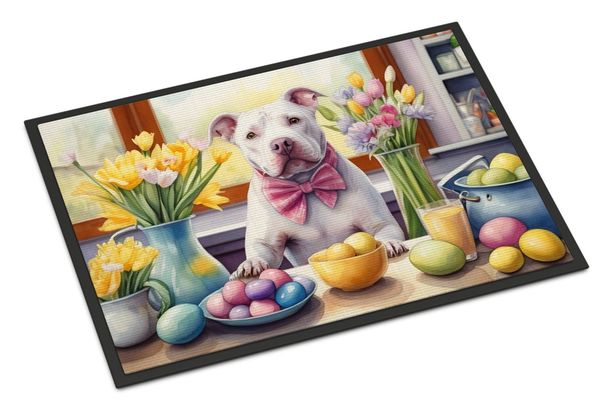 Decorating Easter Pit Bull Terrier Doormat Front Door Mat Indoor Outdoor Rugs For Entryway, Non Slip Washable Low Pile, 24H X 36W_maomaolike.com