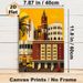 Vintage Urban Street Scene Painting Poster, Vibrant Retro Flat-style Cityscape Poster, Nostalgic Urban Charm With Iconic Buildings, Ideal For Living_maomaolike.com