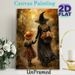 Autumn Witch Themed Painting Poster, Warm-toned Whimsical Forest Walk Scene Poster, Cozy Fall-inspired Artwork Ideal For Home Wall Decor And Halloween_maomaolike.com
