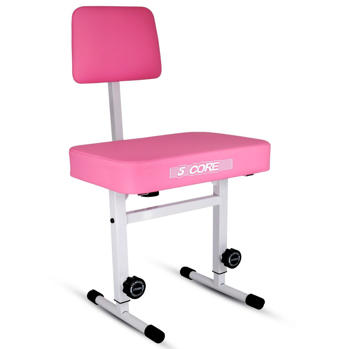 5 CORE Piano Bench Height Adjustable Keyboard Stool Stool Heavy Duty Thick Padded Cushioned Seat With Backrest - PNB B-REST PNK_maomaolike.com
