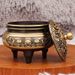 Brass Blooming Three-Legged Indoor Desktop Aromatherapy Lotus Xuan Character Incense Burner Craft Copper Ornament_maomaolike.com