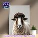 Stylish Sheep With Flat Cap Painting Poster, Realistic Gentle-looking Animal Poster, Unique Whimsical Design Ideal For Living Room, Bedroom Or_maomaolike.com