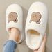 Cute Bear Cotton Slippers For Woman Winter Indoor Non-slip Slides Plush Warm Men Home Sandals Flat Shoe Couples Flip_maomaolike.com