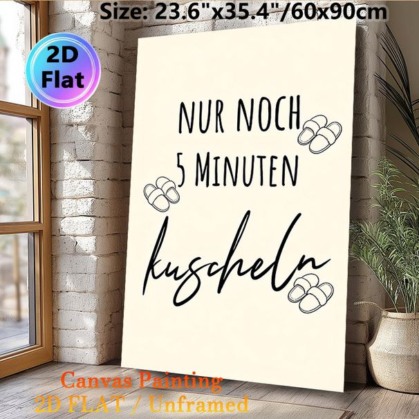 Cozy Cuddle Quote Painting Poster, Minimalist Hand-drawn Poster With Fuzzy Slipper Illustrations, Warm Relatable Design Ideal For Bedroom, Living Room_maomaolike.com
