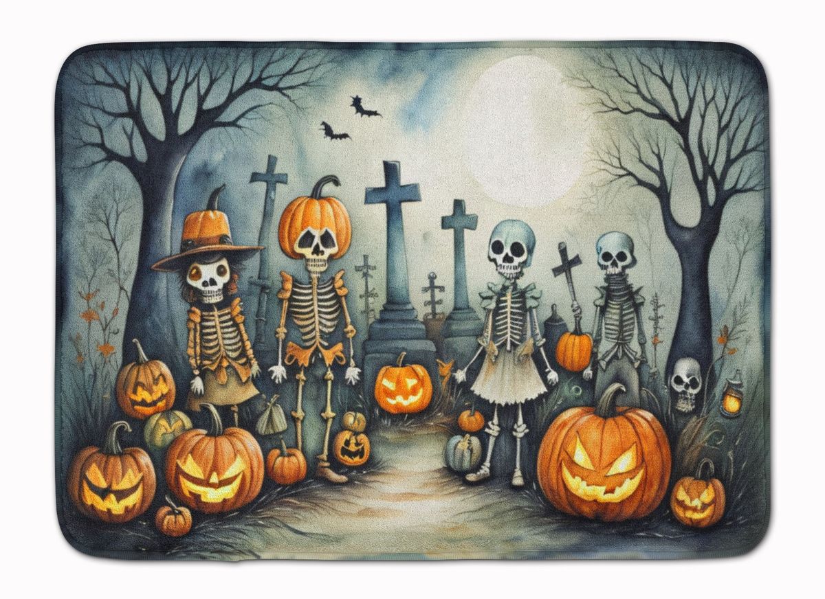 Calacas Skeletons Spooky Halloween Memory Foam Kitchen Mat Machine Washable Anti-Fatigue Mat Cushion Comfort Bath Mat Or Kitchen Rug_maomaolike.com