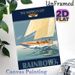 America's Cup Sailing Painting Poster, Vintage Retro 1934 Rainbow Yacht With Sailors On Sea Poster, Classic Nautical Artwork, Ideal For Home Office_maomaolike.com