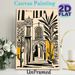 Moroccan Architecture Painting Poster, Vibrant Bohemian-style Moroccan Archway With Stained Glass & Desert Plants Poster, Exotic Cultural Decor Ideal_maomaolike.com