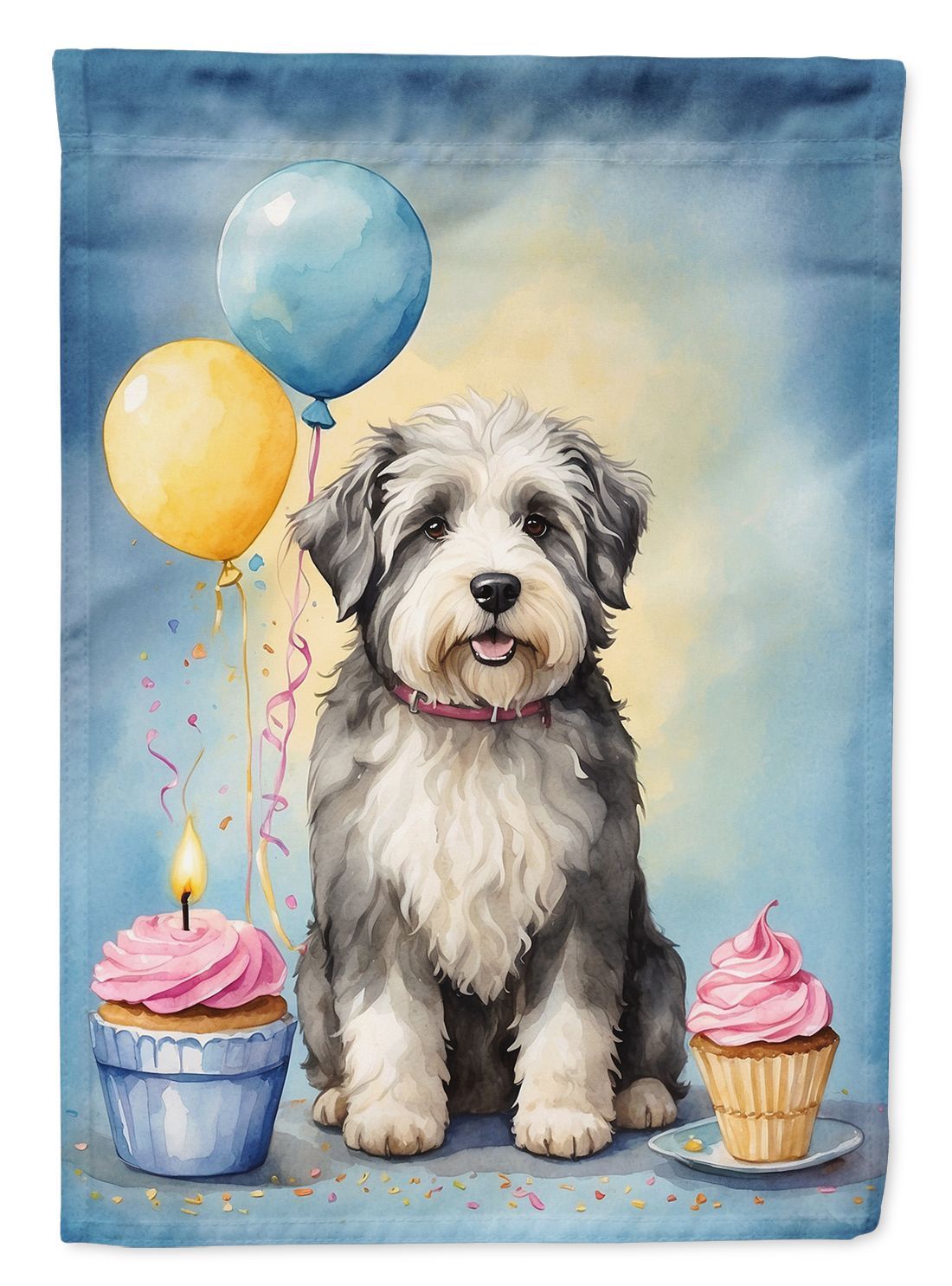 Old English Sheepdog Happy Birthday Garden Flag Mailbox Flag Decorative Yard Flag Banner Outside Patio Artwork Yard Flower Beds, Garden Size, Multicolor_maomaolike.com