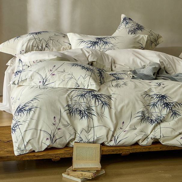SetMicrofiber Duvet Cover New Chinese-style Printed Cotton-linen Four-piece Bedding Set 1.8m, Traditional Chinese Style_maomaolike.com