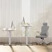 Electric Standing Desk Whole Piece Adjustable Height Desk Home Office Computer Workstation Sit Stand Up Desk (White Frame + White Top)_maomaolike.com
