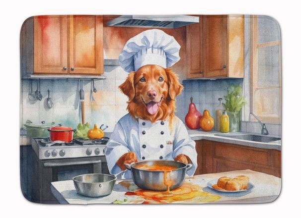 Nova Scotia Duck Tolling Retriever The Chef Memory Foam Kitchen Mat Machine Washable Anti-Fatigue Mat Cushion Comfort Bath Mat Or Kitchen Rug_maomaolike.com