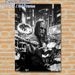 Cyberpunk Metal Drummer Painting Poster, Monochrome Cyberpunk City Scene Poster, Dynamic Music-themed Decor Suitable For Music Studios, Living Rooms_maomaolike.com
