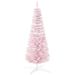 5 Ft Snow Flocked Artificial Pencil Christmas Tree, Slim Xmas Tree With Realistic Branches And Plastic Base Stand For Indoor Decoration, Pink_maomaolike.com
