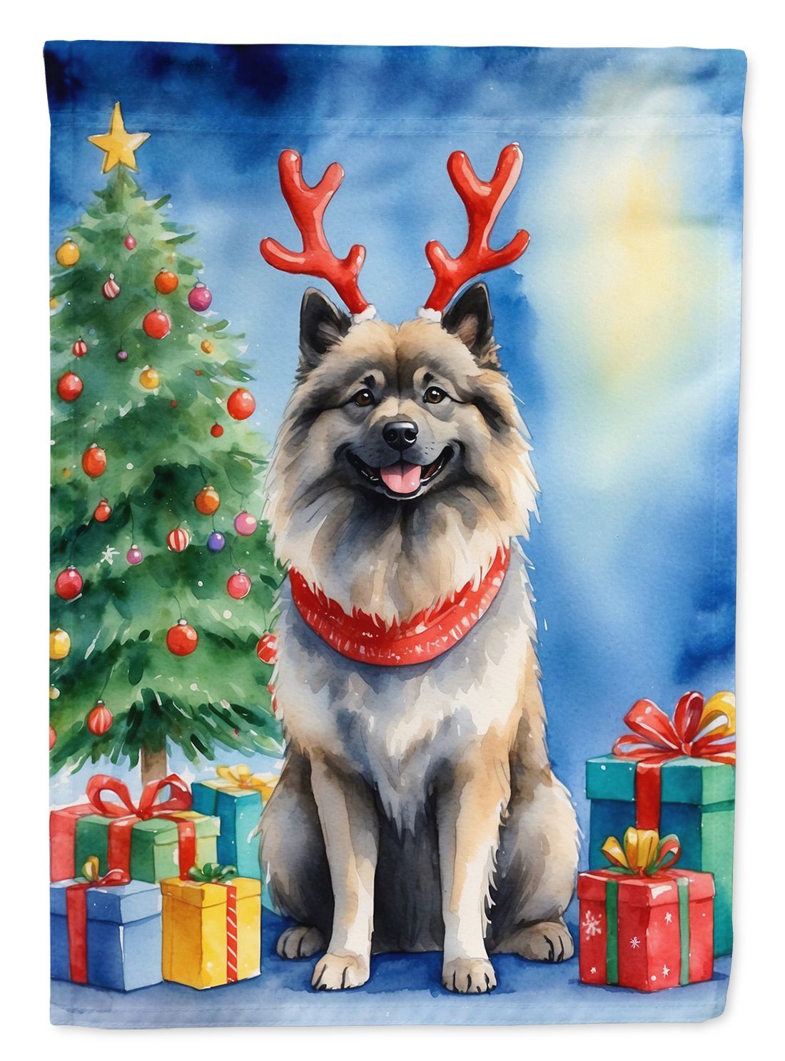 Keeshond Christmas Reindeer Garden Flag Mailbox Flag Decorative Yard Flag Banner Outside Patio Artwork Yard Flower Beds, Garden Size, Multicolor_maomaolike.com