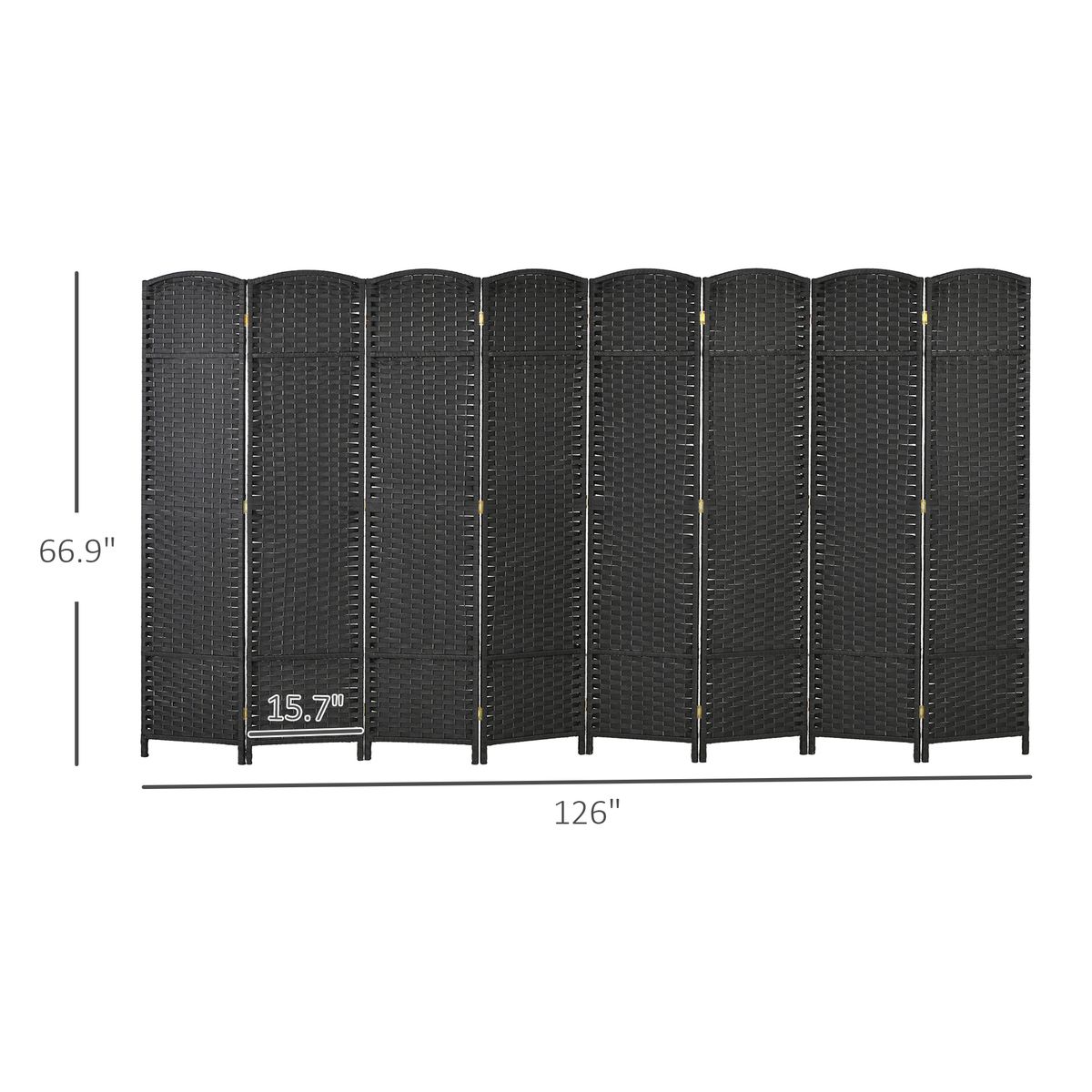 Folding Room Divider Screen 8 Panel 5.6 ' Tall Privacy Screen Freestanding Room Partition For Home Office, Black_maomaolike.com