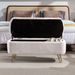 Ivory White Storage Ottoman Bench For End Of Bed Gold Legs, Modern Ivory White Fur Entryway Bench Upholstered Padded With Storage For Living Room Bedroom_maomaolike.com