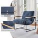 Modern Accent Chair, Comfy Chair With Removable Cushion, Vanity Chair With Wood Armrests For Living Room, Bedroom, Blue_maomaolike.com