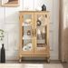 2 Doors Curio Cabinet With Tempered Glass Doors, Curio Cabinets With Mirrored Back Panel And Adjustable Shelves, Lighted Display Cabinet For Home, Office Light Bulb Included Cherry_maomaolike.com