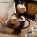 Japanese Wooden Tray Food With Glass Lid Fruit Cake Dessert Nut Snack Kitchen Storage Box_maomaolike.com