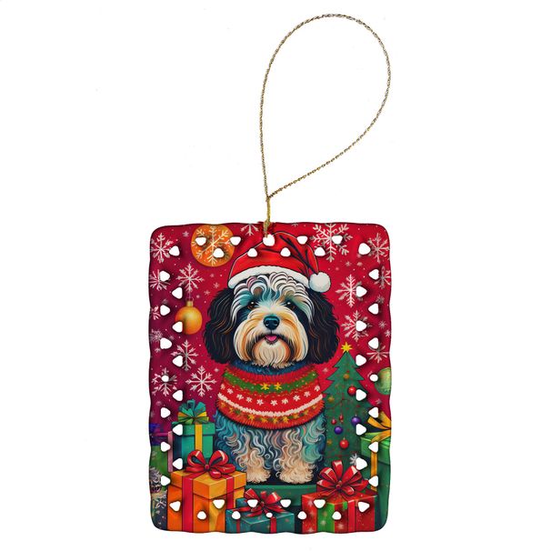 Havanese Holiday Christmas Porcelain Ornament Christmas Tree Hanging Decorations For Home Christmas Holiday, Rectangle, Gift, Multicolor_maomaolike.com