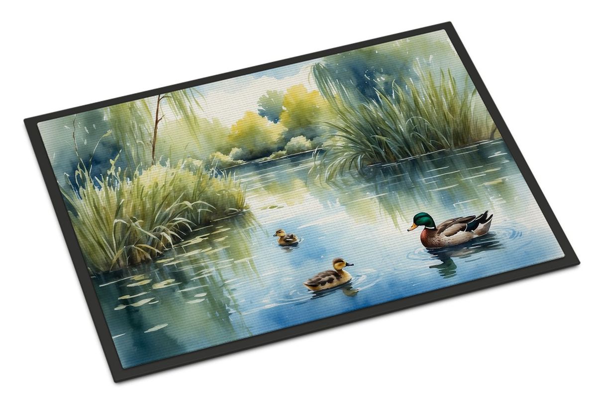 Ducks By The Pond Doormat Front Door Mat Indoor Outdoor Rugs For Entryway, Non Slip Washable Low Pile, 24H X 36W_maomaolike.com