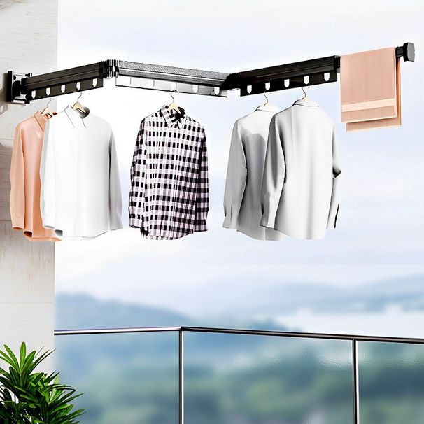 SOGA 127.5cm Wall-Mounted Clothing Dry Rack Retractable Space-Saving Foldable Hanger_maomaolike.com