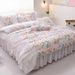 2026 New Spring Summer Four-Piece Set Ins Fresh Style Pure Blue Fully Washed Cotton Sheet Duvet Cover Floral Skirt Bed_maomaolike.com