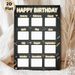 Birthday Tracker Painting Poster, Chalkboard-style Glowing Text Monthly Blank Grid Poster, Functional Decor To Record Monthly Birthdays Suitable For_maomaolike.com