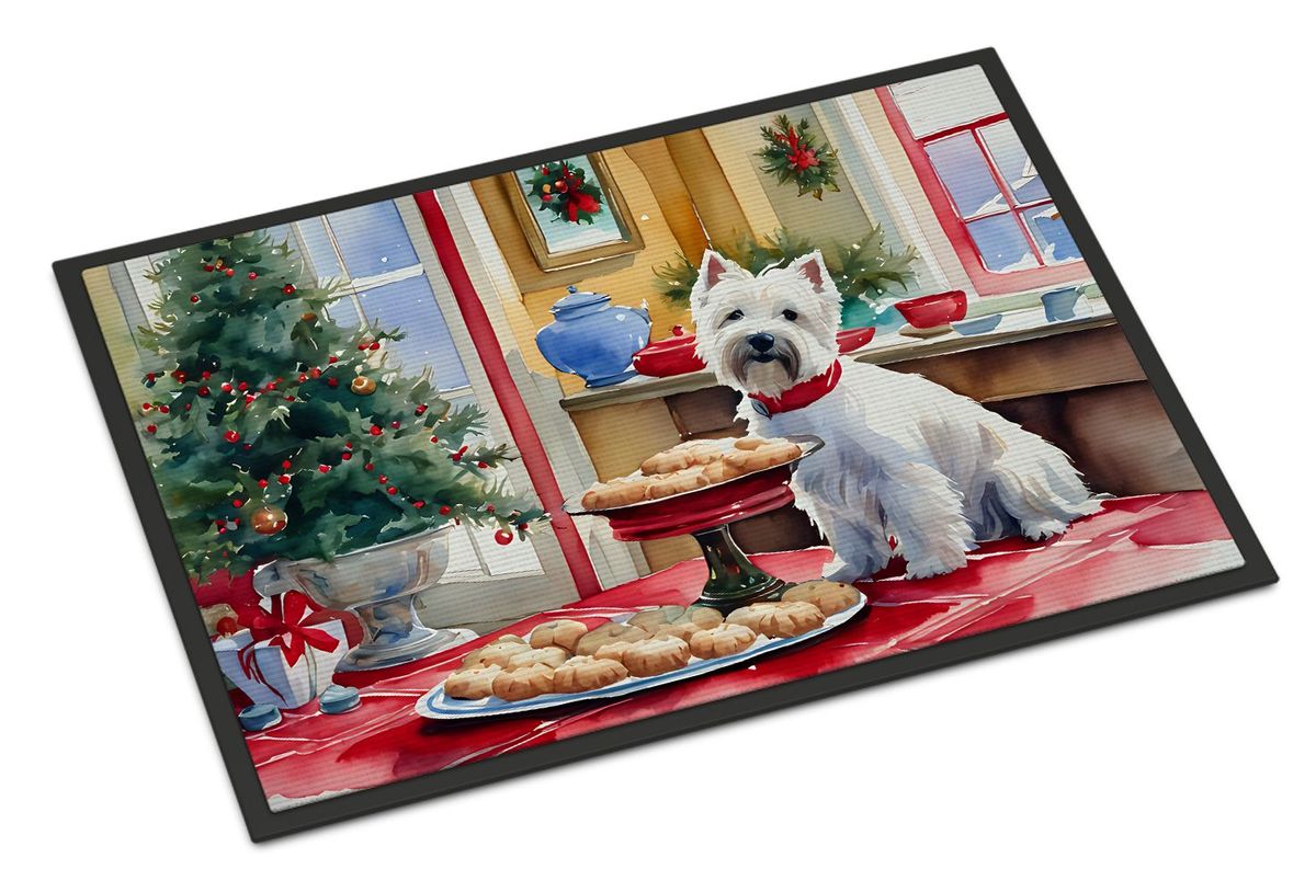 Westie Christmas Cookies Doormat Front Door Mat Indoor Outdoor Rugs For Entryway, Non Slip Washable Low Pile, 24H X 36W_maomaolike.com