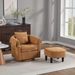 Swivel Accent Chair With Ottoman Set, Modern Chenille Barrel Armchair With Removable Back Pillow & 2 Armrest Covers For Living Room, Bedroom, Office, Yellow_maomaolike.com