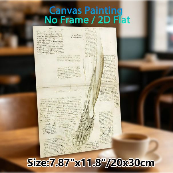 Anatomical Leg & Foot Painting Poster, Vintage Monochrome Hand-drawn Anatomical Sketch Poster, Detailed Scientific Illustration Ideal For Study_maomaolike.com