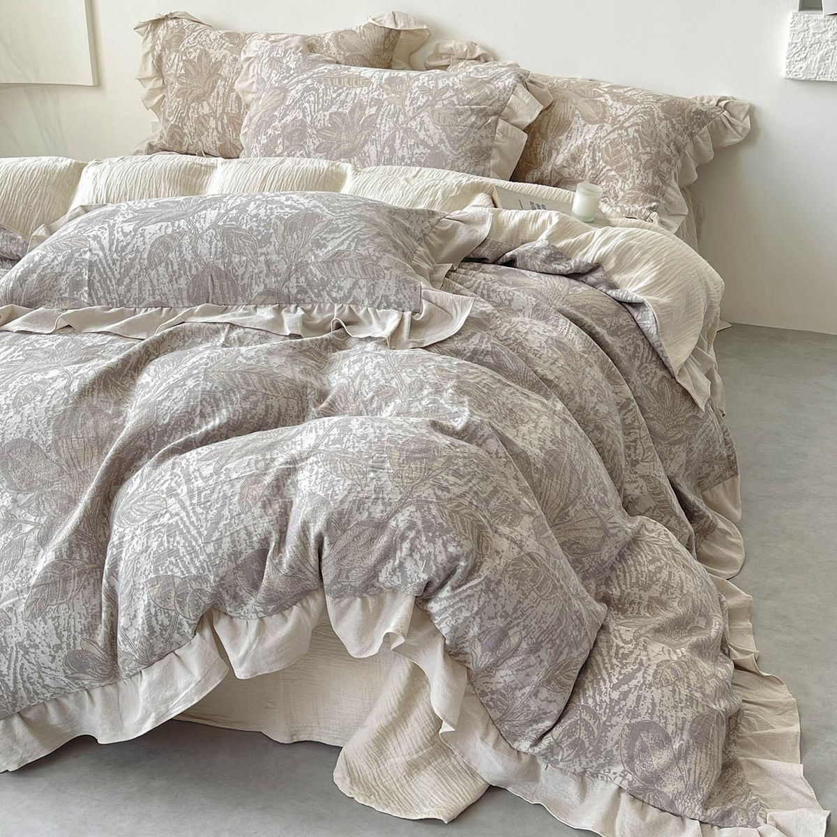 French Jacquard Four-Piece Set Pure Cotton Retro Style Lace Plain Linen High-End Ultra Soft Breathable Premium_maomaolike.com
