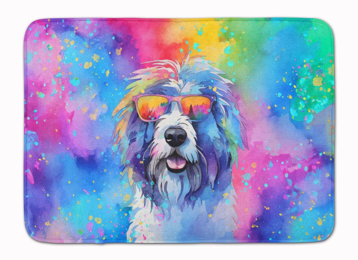 Old English Sheepdog Hippie Dawg Memory Foam Kitchen Mat Machine Washable Anti-Fatigue Mat Cushion Comfort Bath Mat Or Kitchen Rug_maomaolike.com