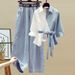 Women's clothing Summer suit for women new fashion fashionable flesh-covering slimming top high-waisted jeans two-piece set_maomaolike.com