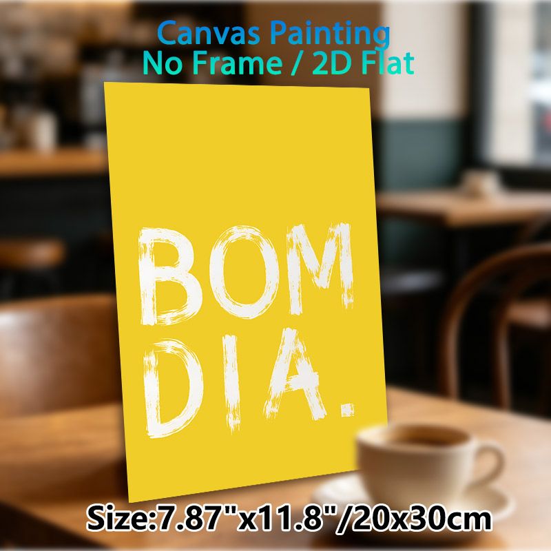 Bom Dia Typography Painting Poster, Vibrant Yellow Brushstroke Style Poster, Warm Positive Message Wall Decor Ideal For Living Room, Kitchen_maomaolike.com