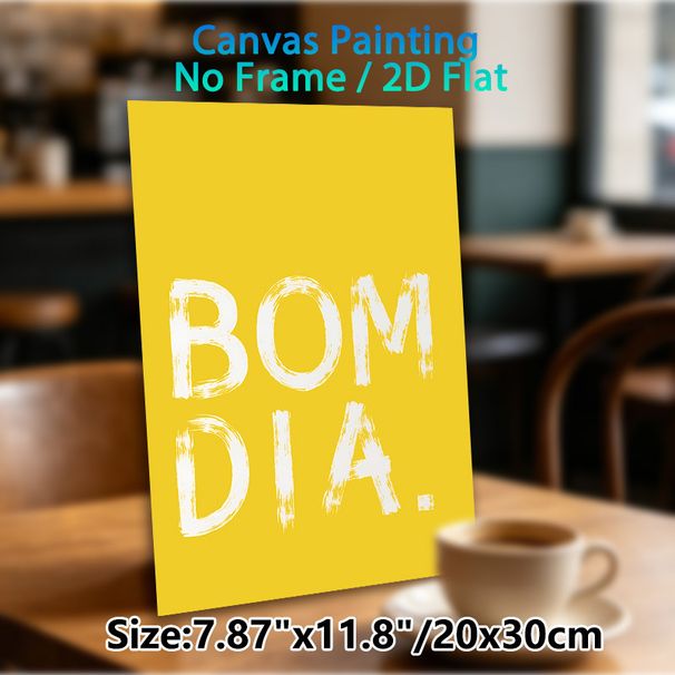 Bom Dia Typography Painting Poster, Vibrant Yellow Brushstroke Style Poster, Warm Positive Message Wall Decor Ideal For Living Room, Kitchen_maomaolike.com