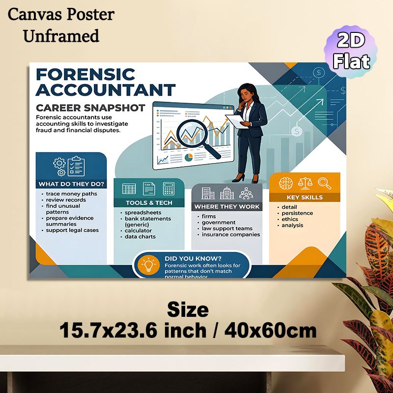 Forensic Accountant Career Snapshot Painting Poster, Informative Modern Graphic Poster, Educational Career Guide Detailing Roles, Tools & Skills_maomaolike.com