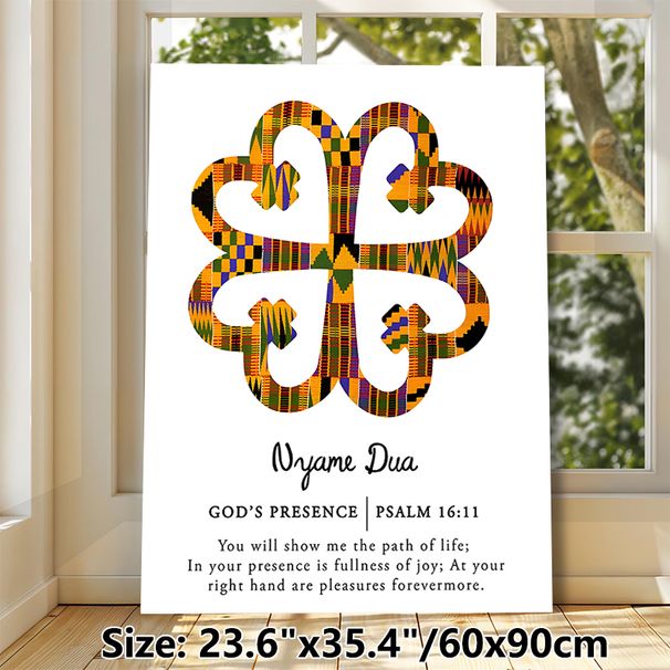 Nyame Dua God's Presence Painting Poster, Vibrant African Kente Pattern Adinkra Symbol Poster, Inspirational Psalm Verse Design Ideal For Home, Prayer_maomaolike.com