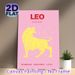 Leo Zodiac Painting Poster, Soft Pastel Style Yellow Lion With Zodiac Traits Poster, Features Leo's Birth Date And Core Traits, Ideal For Bedroom And_maomaolike.com