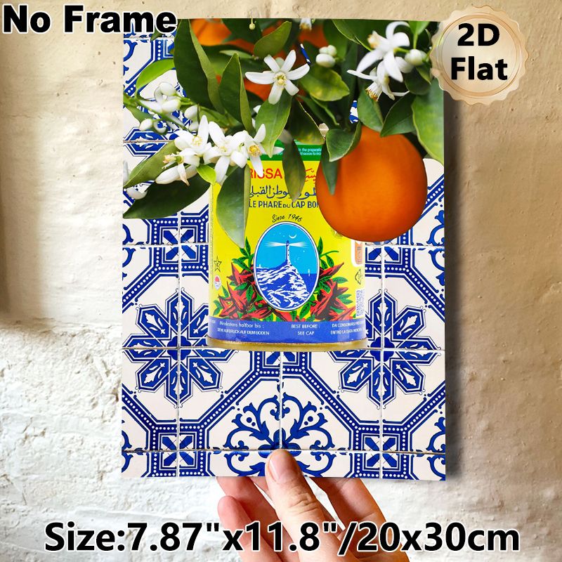 Citrus & Vintage Can Painting Poster, Vibrant Mediterranean-style Poster, Lush Citrus Blooms, Ripe Orange With Retro Can Design Brings Rustic Charm_maomaolike.com