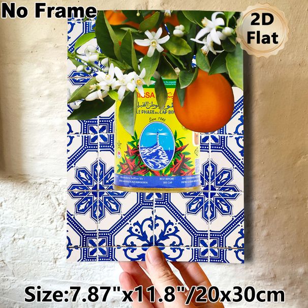 Citrus & Vintage Can Painting Poster, Vibrant Mediterranean-style Poster, Lush Citrus Blooms, Ripe Orange With Retro Can Design Brings Rustic Charm_maomaolike.com