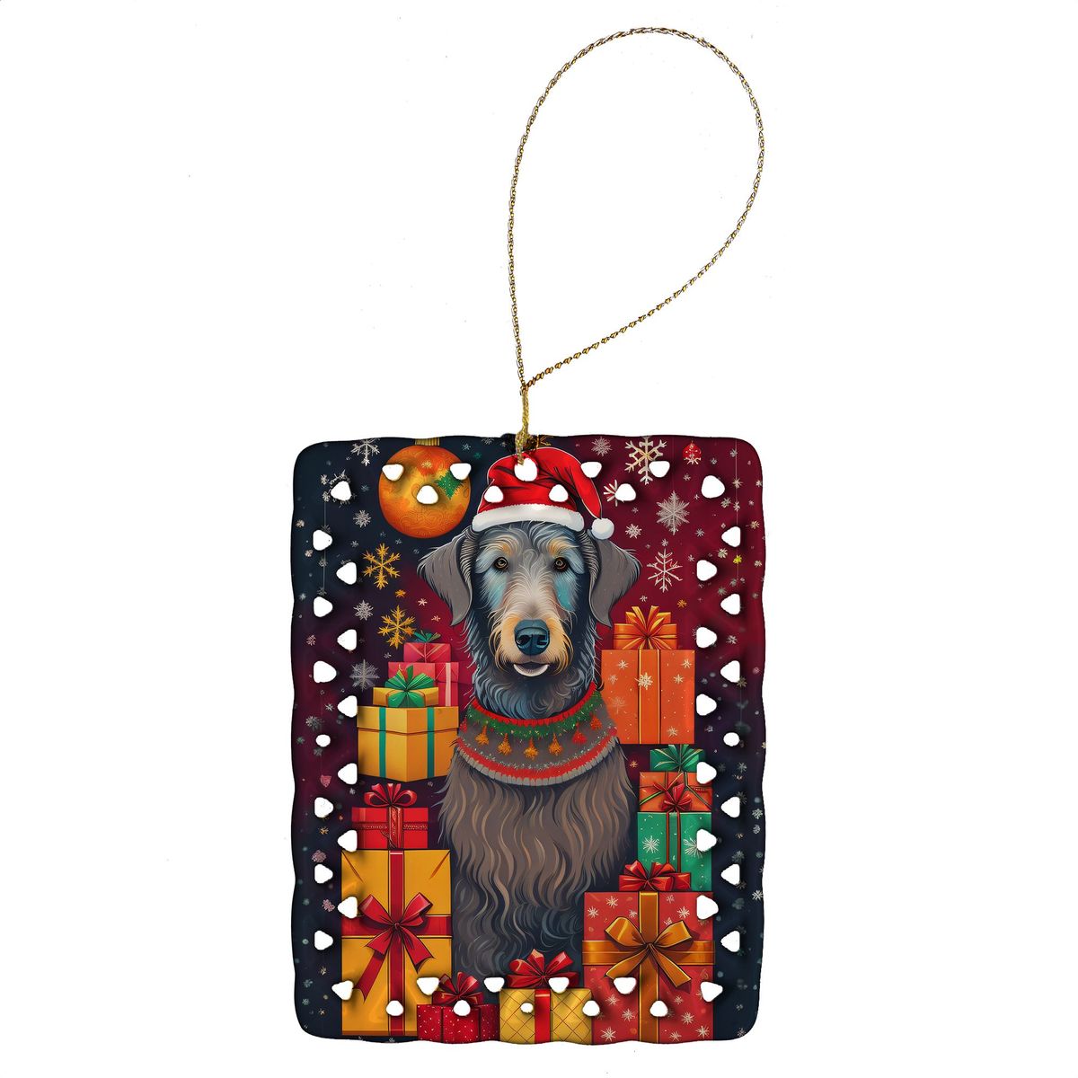 Scottish Deerhound Holiday Christmas Porcelain Ornament Christmas Tree Hanging Decorations For Home Christmas Holiday, Rectangle, Gift, Multicolor_maomaolike.com