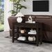 Retro Design Console Table With Two Open Shelves, Pine Solid Wood Frame And Legs For Living Room_maomaolike.com