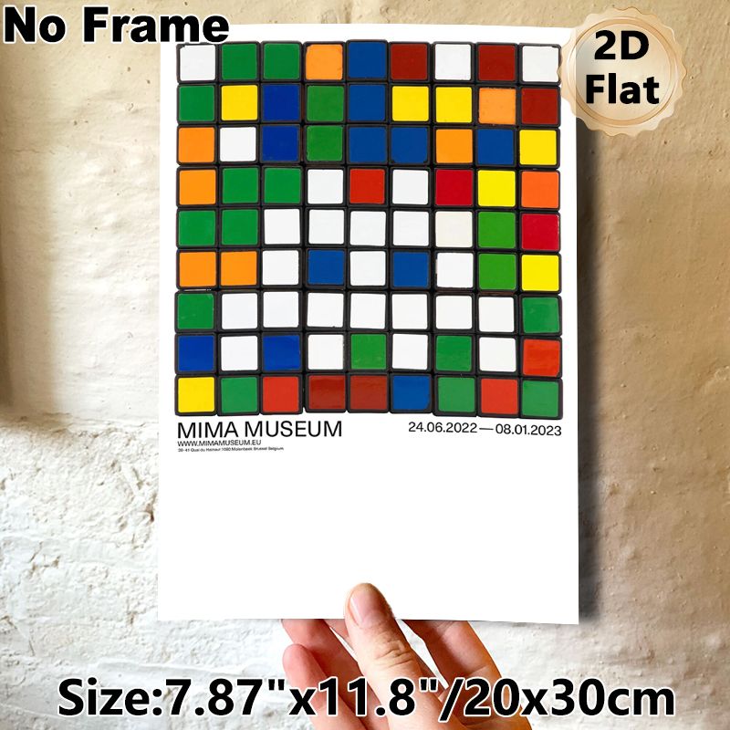 Colorful Cube Grid Painting Poster, Vibrant Geometric Color-blocked Poster, Museum-inspired Artistic Decor Ideal For Home, Office And Art Display_maomaolike.com