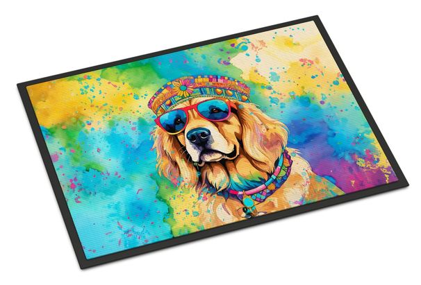 Golden Retriever Hippie Dawg Doormat Front Door Mat Indoor Outdoor Rugs For Entryway, Non Slip Washable Low Pile, 24H X 36W_maomaolike.com