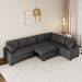 124.8"L-shaped Sofa Convertible Sofa Bed Pull Out Sofa Sleeper With Two Back Pillows, Two USB Ports And Two Power Sockets For Living Room_maomaolike.com