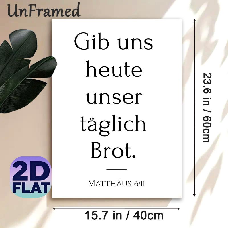 German Bible Verse Painting Poster, Minimalist Monochrome Typographic Poster, Inspirational Religious Quote Decor For Home, Dining Room, Prayer Space_maomaolike.com